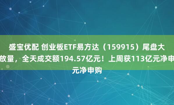 盛宝优配 创业板ETF易方达(159915)尾盘大幅放量,全天成交额194.57亿元!上周获113亿元净申购